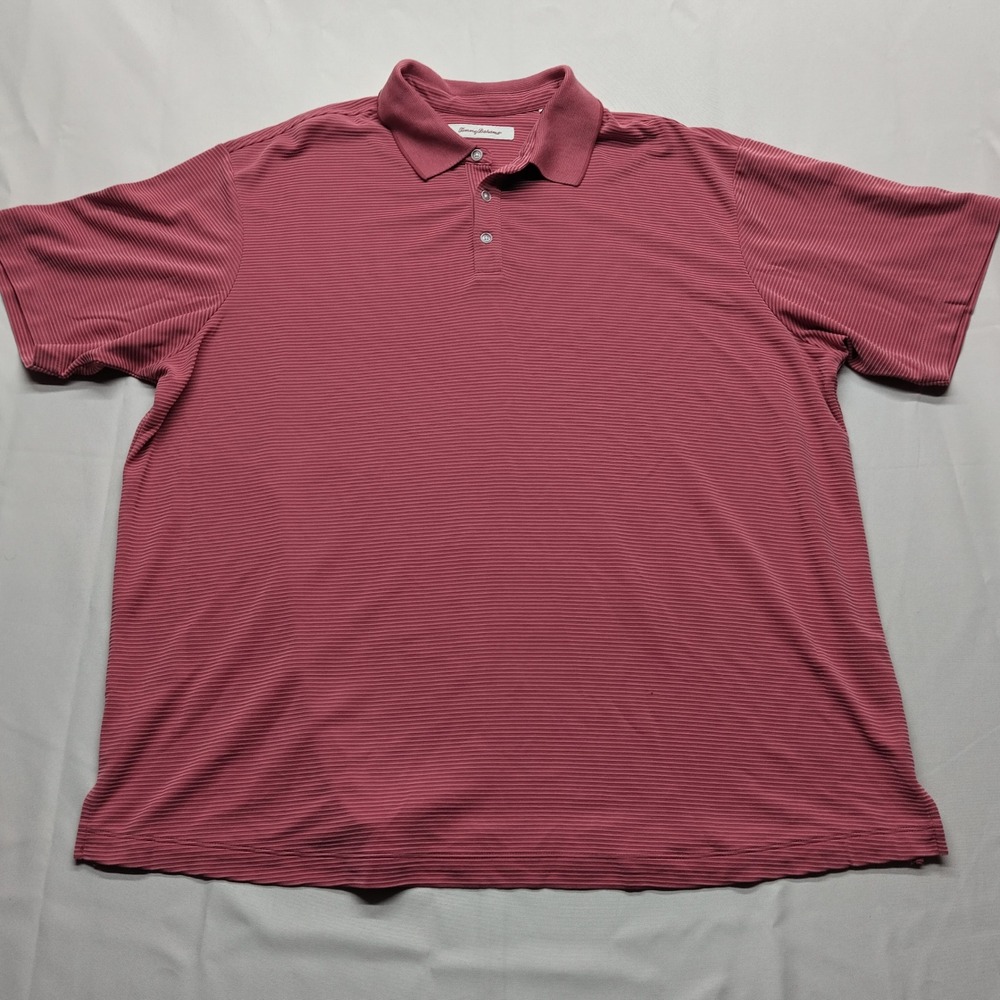 Tommy Bahama Mens XXL Ribbed Polo Shirt Short Sleeve Modal Blend Red Pink